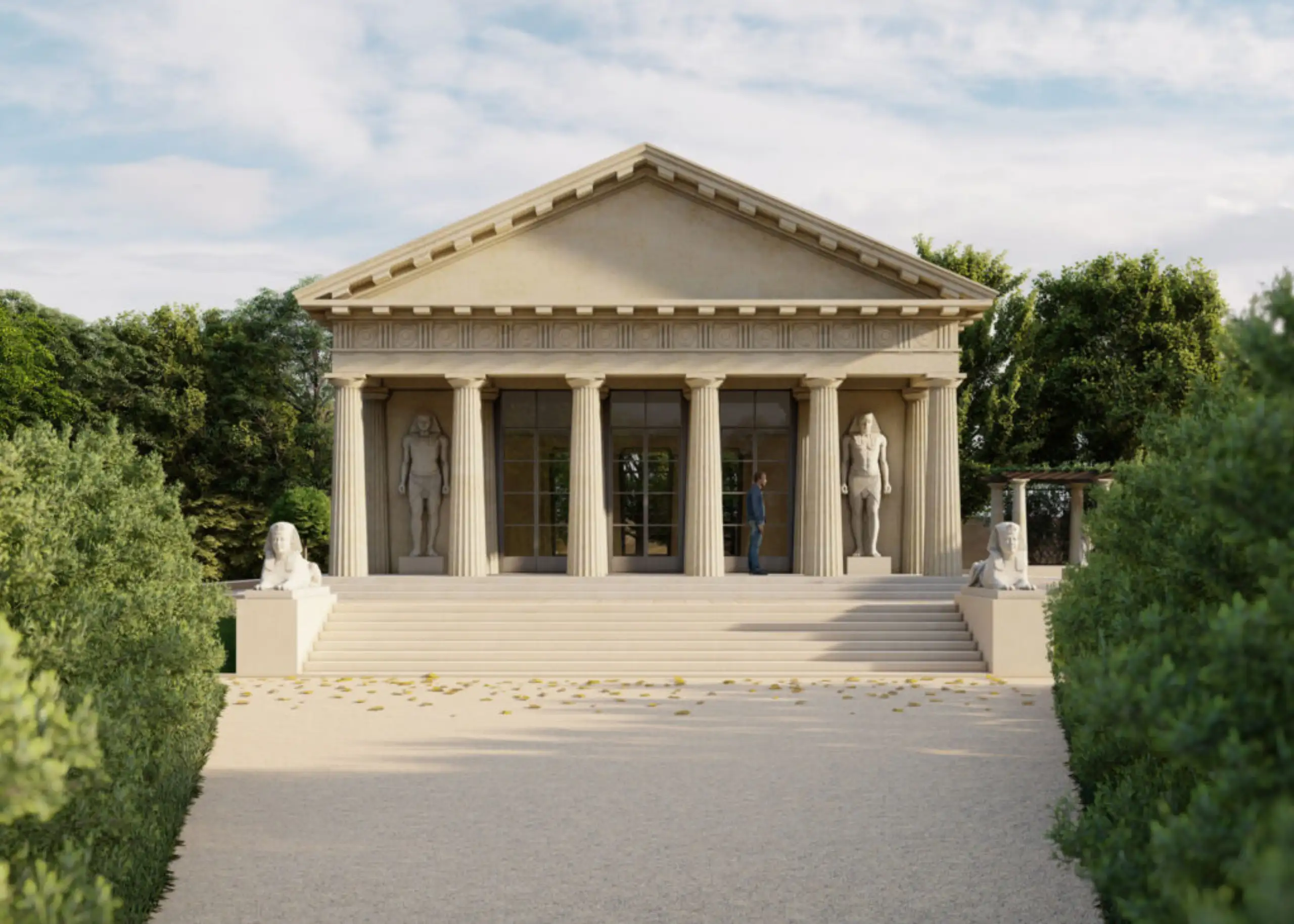 Stone columns and exterior walls