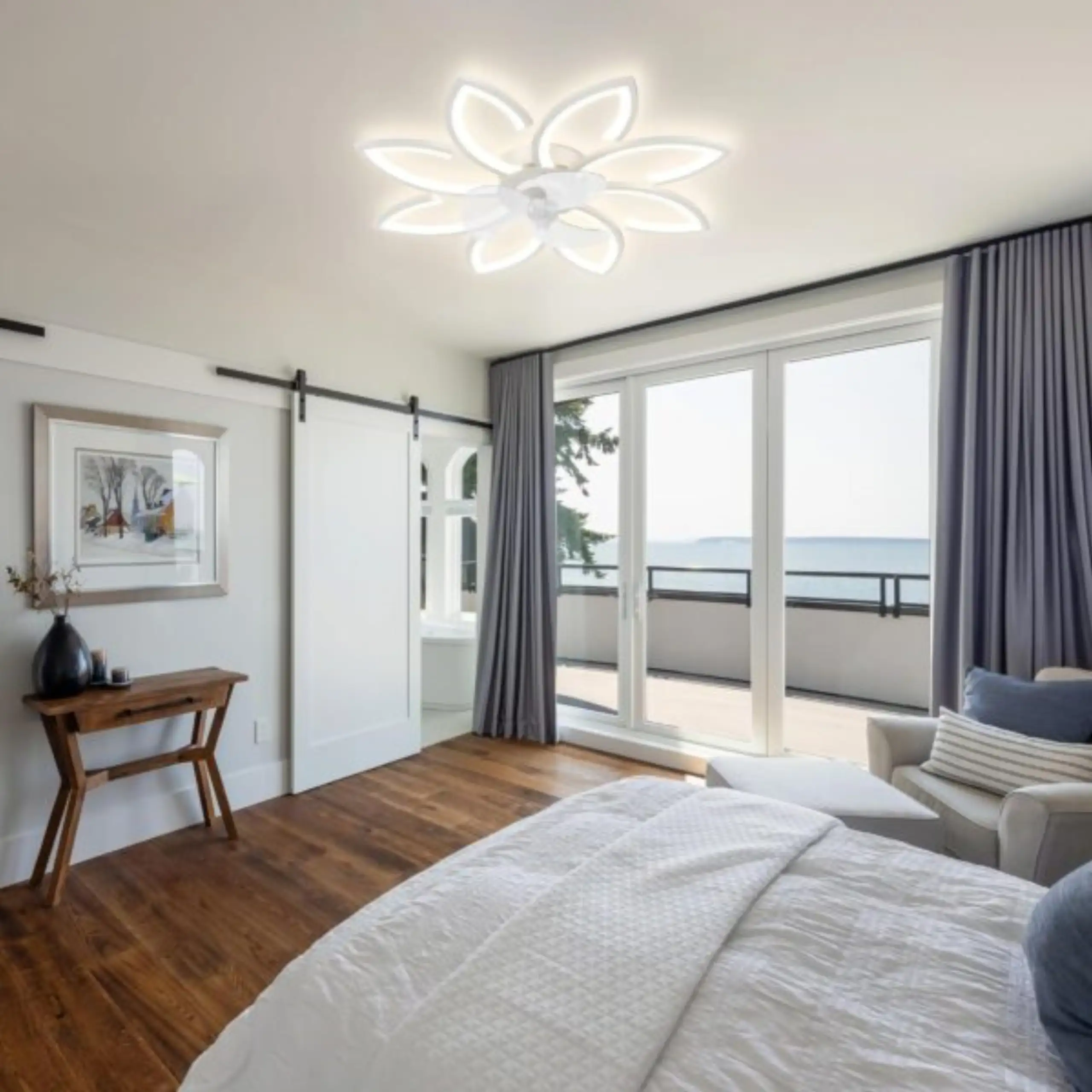 Lydløs fjernbetjent loftsventilator med lys - Billede 2
