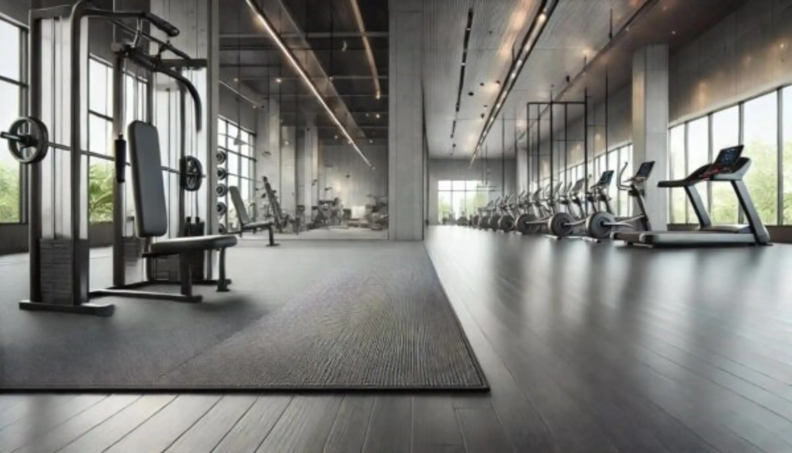 Professionelt gummigulv til fitnesscentre