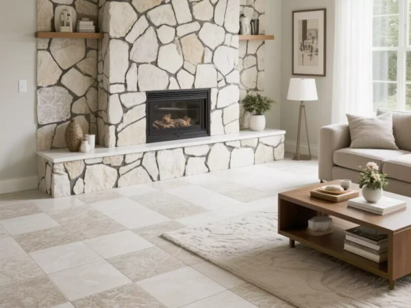Affordable Glazed Porcelain Tiles – Stone-Look Floor & Wall Tiles for Living Rooms