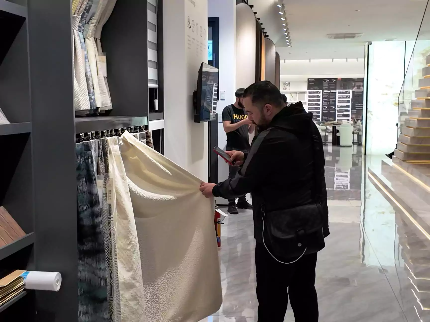 Customers shopping at George's showroom