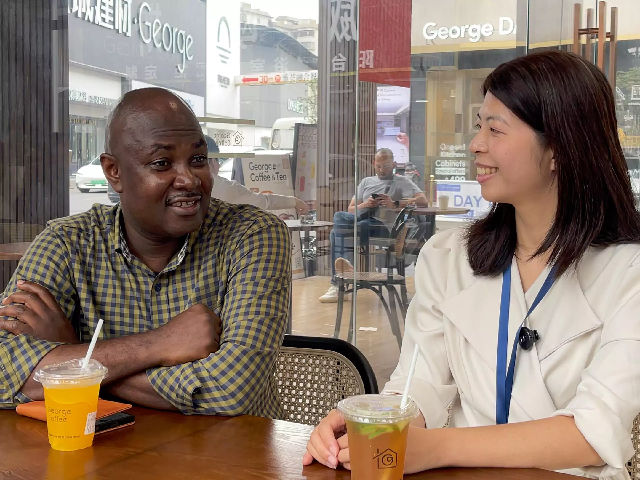 George's salesperson is communicating with the customer