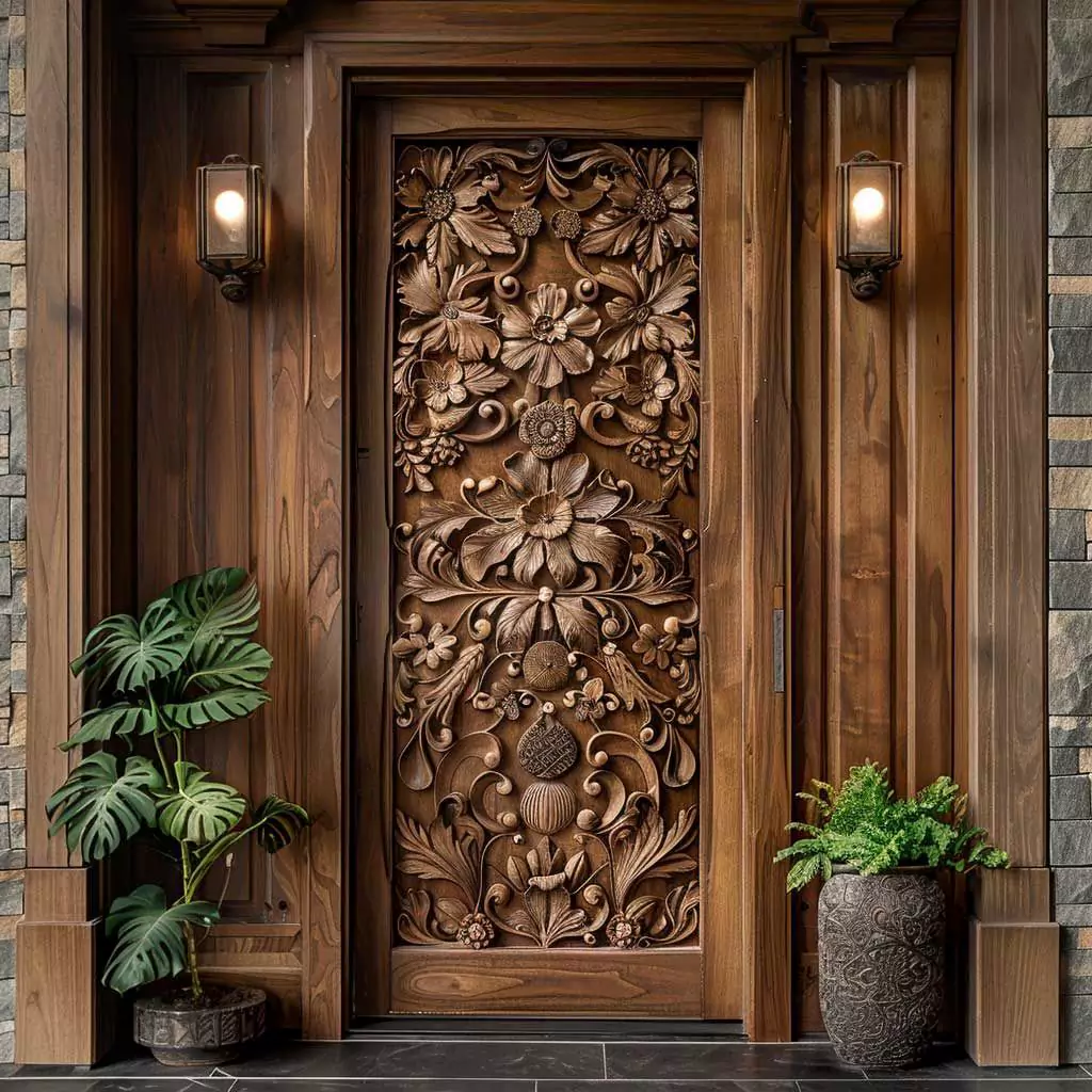 Hand-Carved Solid Wood Doors