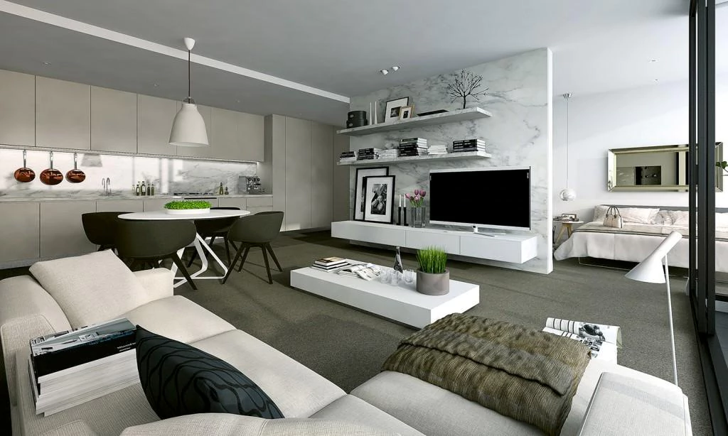 Minimalist and Elegant Open-Plan Living Space